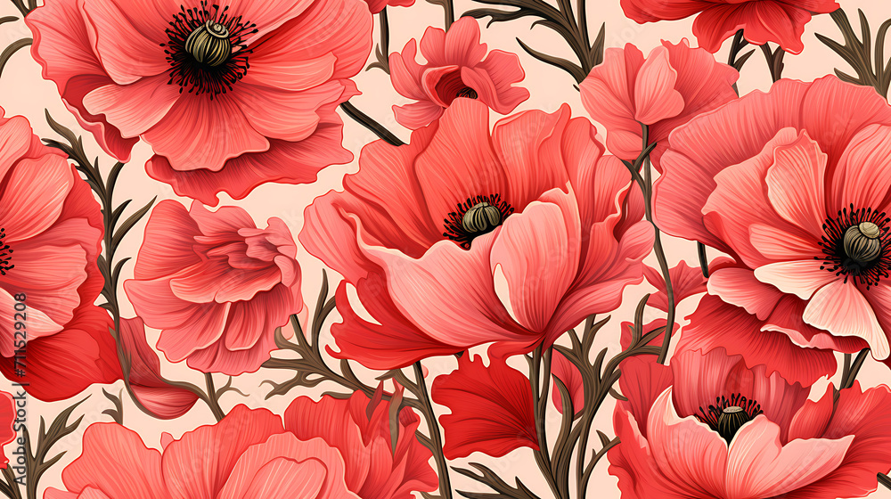 seamless pattern with flowers - Seamless tile. Endless and repeat print.