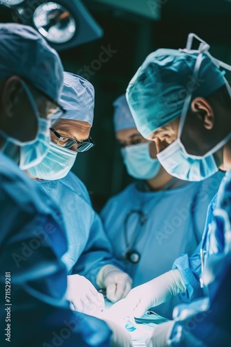 Hospital team of surgery doctors in operating room
