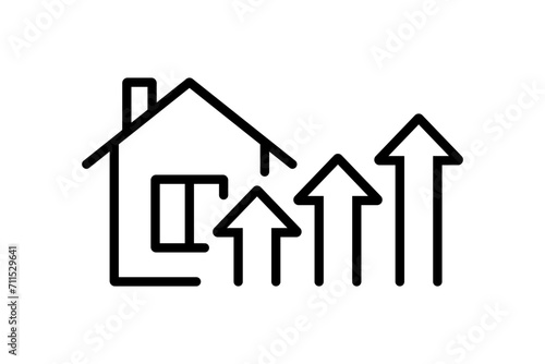 House investment growth icon. Editable stroke. Vector illustration design.