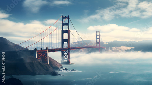 background illustration of the Golden Gate Bridge, landmark background photo