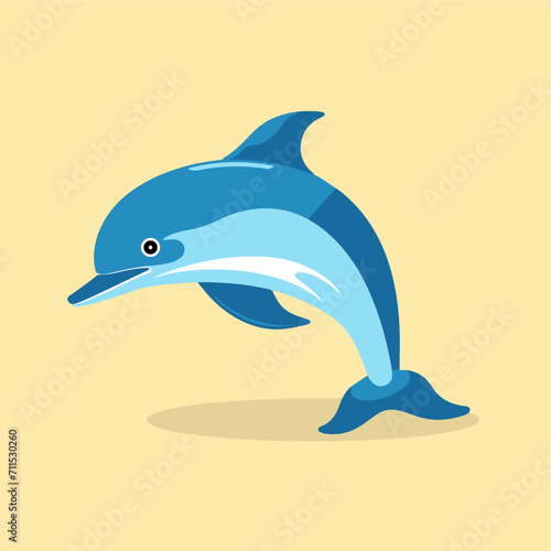 vector flat dolphin fish illustration