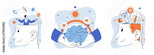 Abstract thinking. Vector illustration. Abstract thinking enables us to explore new ideas and challenge conventional wisdom Creative thinking is valuable skill can lead to innovative solutions