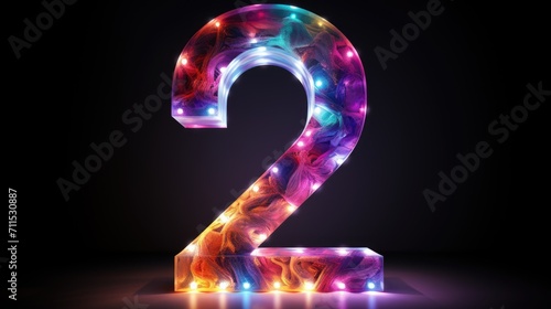 the number 2 made out of colorful neons in front
