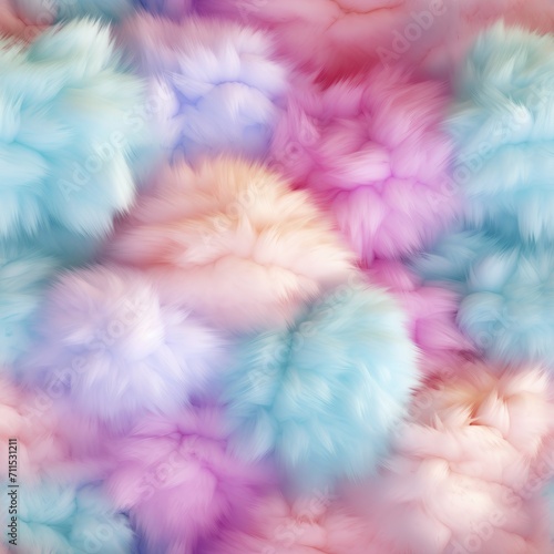 Cute plush Seamless Pattern. Fluffy  fur tile in pastel colors. Illustration for textile  fabric  wrapping paper.