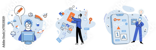 Logical thinking. Vector illustration. Inspiration fuels our desire to think critically and solve problems creatively It motivates us to delve deeper into realms logical thinking, pushing boundaries