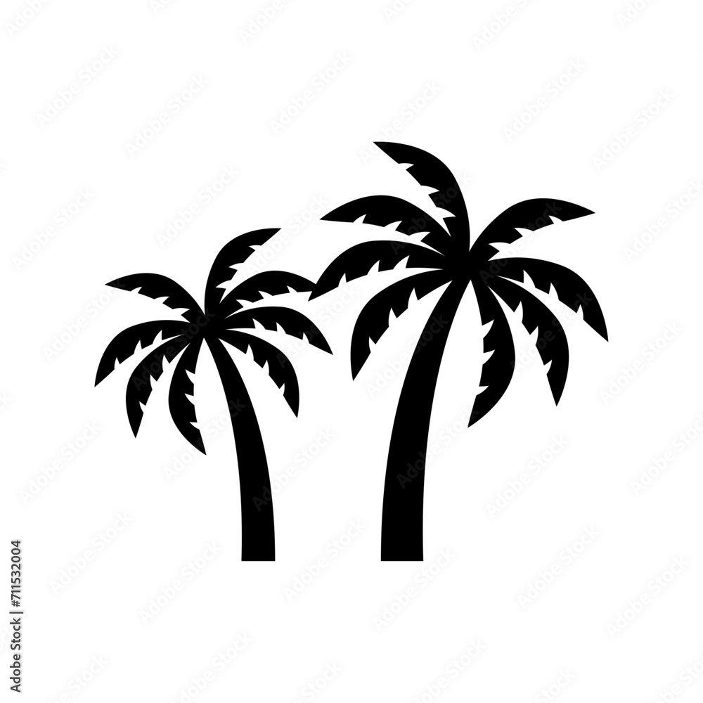 Palm tree silhouette icon vector, Palm tree vector illustration, coconut tree icon vector illustration.