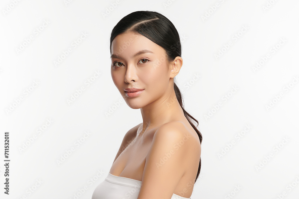 Beautiful young asian woman with clean fresh skin on white background, Face care, Facial treatment, Cosmetology, beauty and spa, Asian women portrait. Beautiful young asian woman with clean fresh skin on white background, Face care, Facial treatment, Cosmetology, beauty and spa, Asian women portrait.