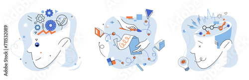 Abstract thinking. Vector illustration. Creative thinking is valuable skill can lead to innovative solutions and breakthroughs The abstract thinking concept encourages us to question assumptions