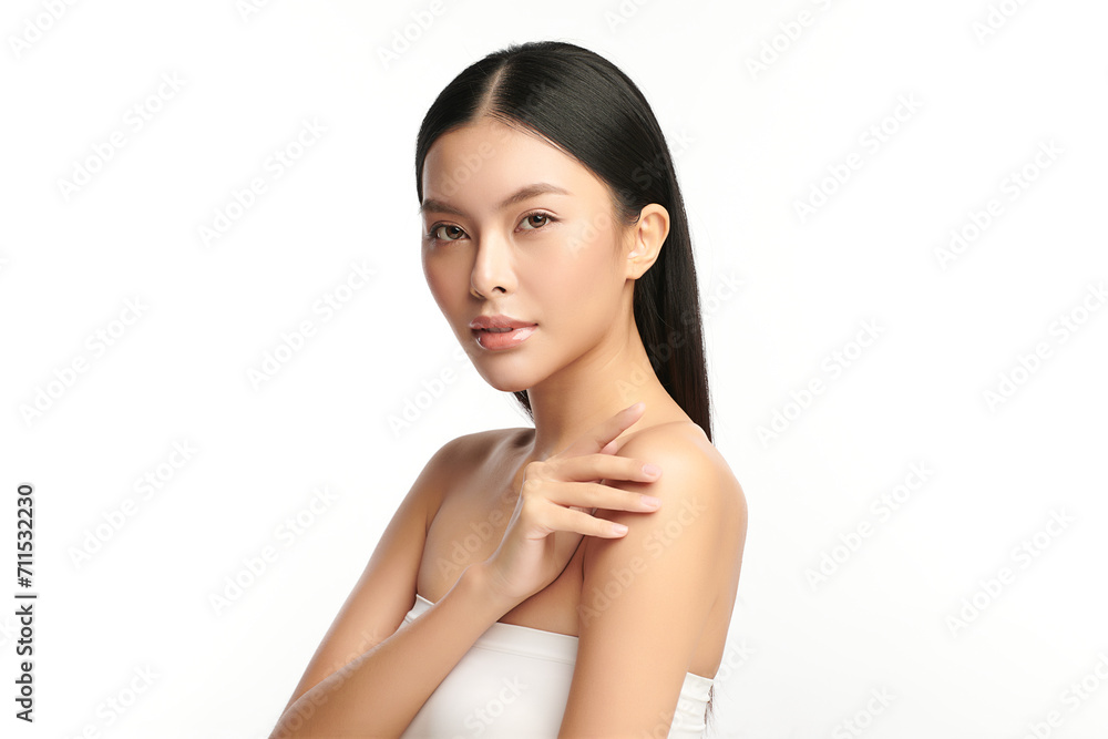 Beautiful young asian woman with clean fresh skin on white background, Face care, Facial treatment, Cosmetology, beauty and spa, Asian women portrait. Beautiful young asian woman with clean fresh skin on white background, Face care, Facial treatment, Cosmetology, beauty and spa, Asian women portrait.