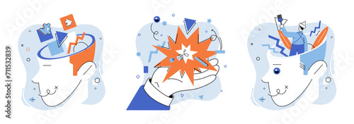Abstract thinking. Vector illustration. Abstract thinking allows us to break down complex problems into manageable components The pursuit knowledge fuels our intellectual growth and enhances abstract
