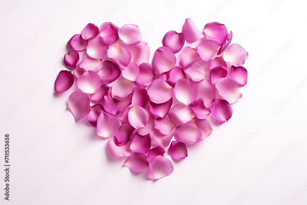 heart made of tender pink rose petals isolated on white background top view, valentines day design heart made of tender pink rose petals isolated on white background top view, valentines day design