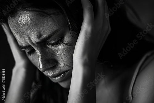 portrait of a womanwith a headache