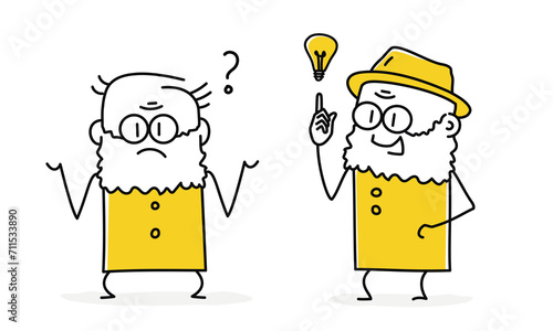 Stick figures set, old man