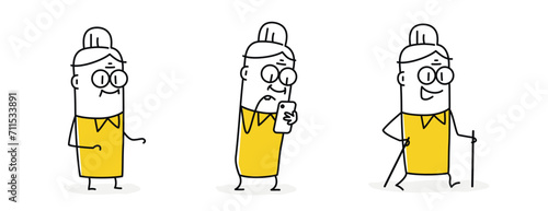 Stick figures set, grandma.