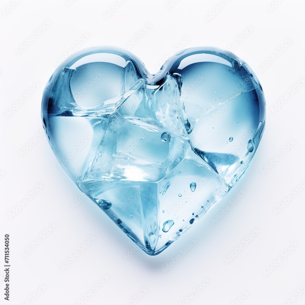 heart made of transparent blue ice on a white background heart made of transparent blue ice on a white background