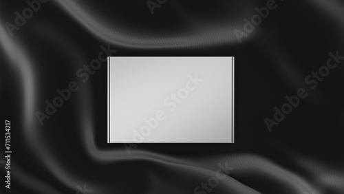 Product Box on Silky Black Fabric mockup template. Top View. Luxury Box