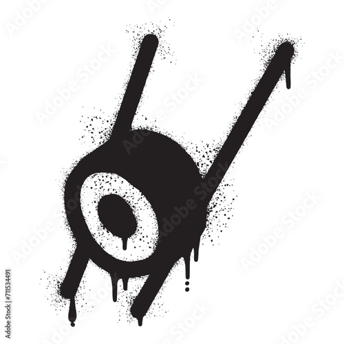 Sushi food graffiti drawn with black spray paint