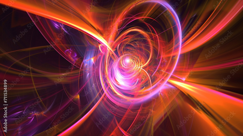 Obraz premium Nature And Technology Light Wave Twisting Spiral Abstract Art, Copy paste area for texture