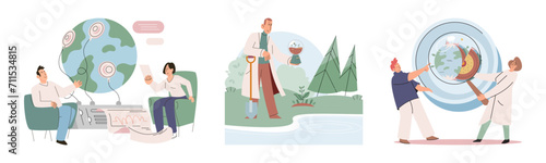 Scientific research. Vector illustration. Scientific studies involve testing hypotheses through controlled experiments Testing new technologies and methodologies is essential for scientific Testing