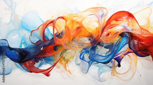 A visually appealing arrangement of isolated swirls and loops in a rainbow of colors on a pristine white surface, capturing the fluid and dynamic movement of this visually striking abstract art.