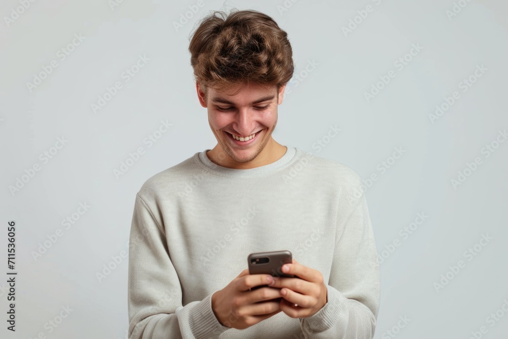 Young man using smartphone for calls and social media Young man using smartphone for calls and social media