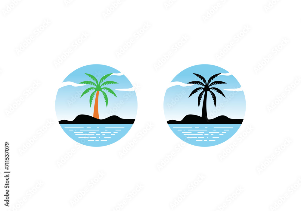 animated islands vector icon logo illustration white background