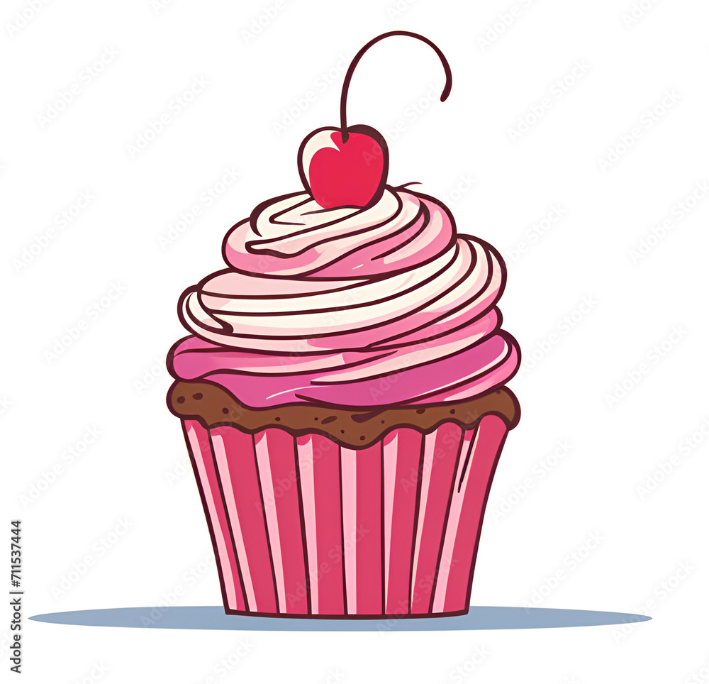 cupcake with cherry, generative ai cupcake with cherry, generative ai