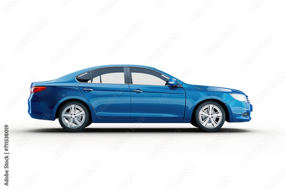 Passenger blue car isolated on white background