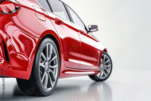 New car  sedan type in modern style. Copy space  banner composition. 3D illustration