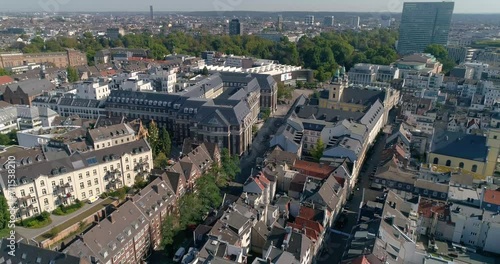 Aerial view of the Skyline Düsseldorf, Capital City of North Rhine Westphalia, Germany