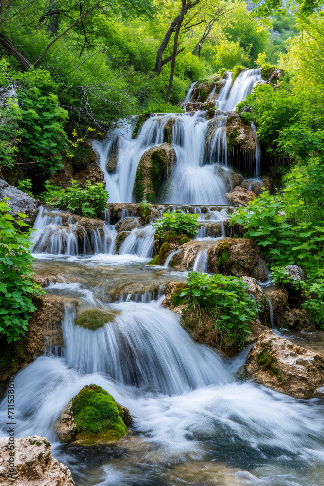 Captivating Cascade of Waterfalls, spring art Captivating Cascade of Waterfalls, spring art