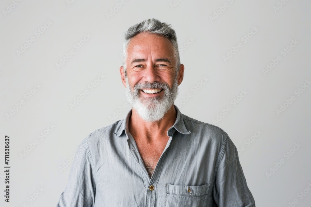 Portrait of smiling mature man standing on white background. Portrait of smiling mature man standing on white background.
