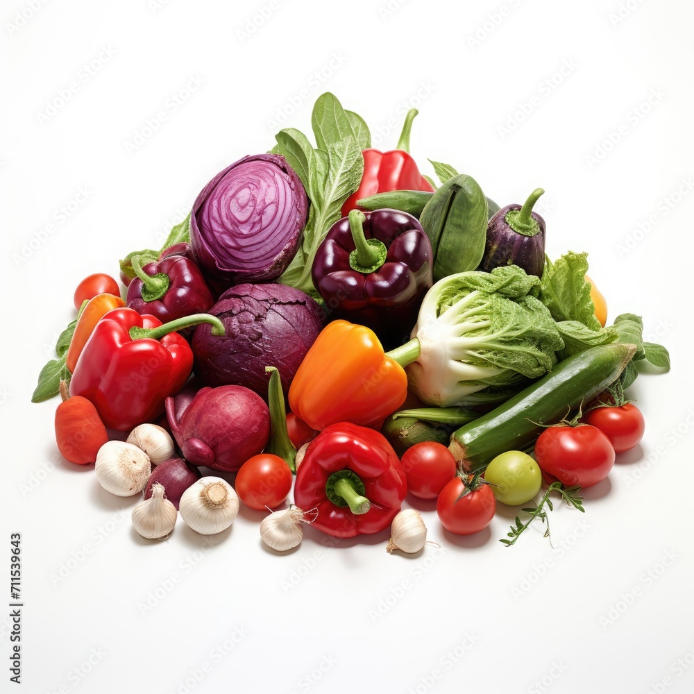 Various vegetables on white background, realistic style