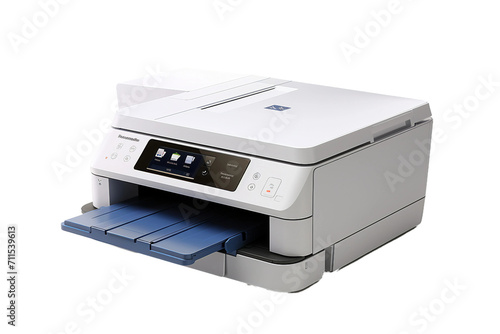 The realistic computer paper printer isolated on transparent background