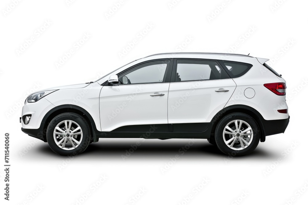 White SUV car isolated on white background with clipping path. Side view. White SUV car isolated on white background with clipping path. Side view.