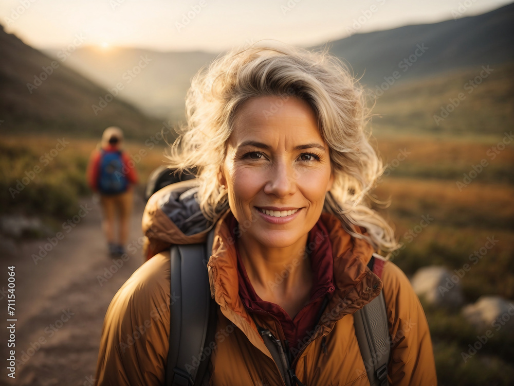 A group of middle-aged women doing activities, hiking, lifestyle and health concepts. Image generative AI A group of middle-aged women doing activities, hiking, lifestyle and health concepts. Image generative AI