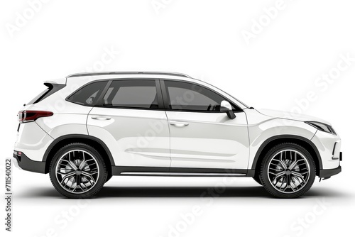 White SUV car isolated on white background with clipping path. Side view. © darshika