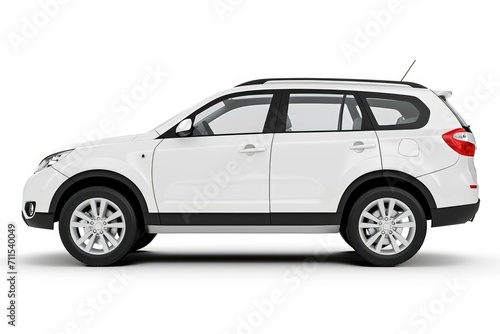 White SUV car isolated on white background with clipping path. Side view. © darshika
