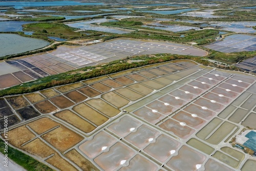 Marais salant à Guérande vue du ciel en été