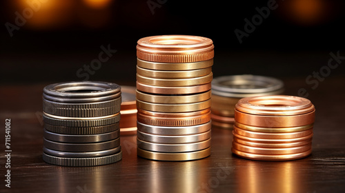 Wallpaper Mural stack of coins on black background Torontodigital.ca