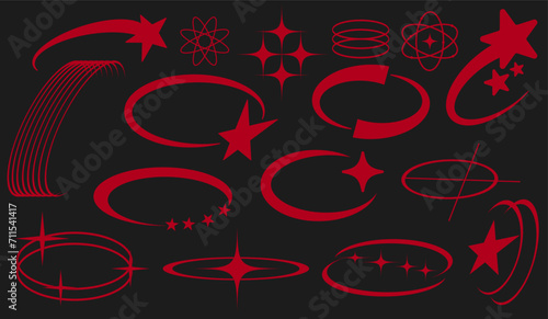 Y2K shapes. Trend minimal abstract geometric elements. Vector set
