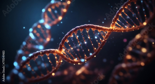 DNA spiral graphic with bokeh background