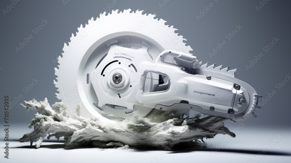 Against the purity of a white background, a meticulously isolated saw reveals its form and function, captured with precision in high definition.
