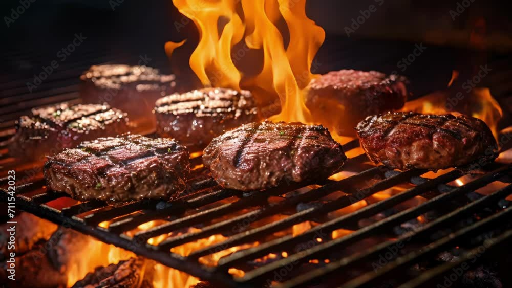 The smoky scent of charred burgers wafts through the air as the grill sizzles with heat. The smoky scent of charred burgers wafts through the air as the grill sizzles with heat.
