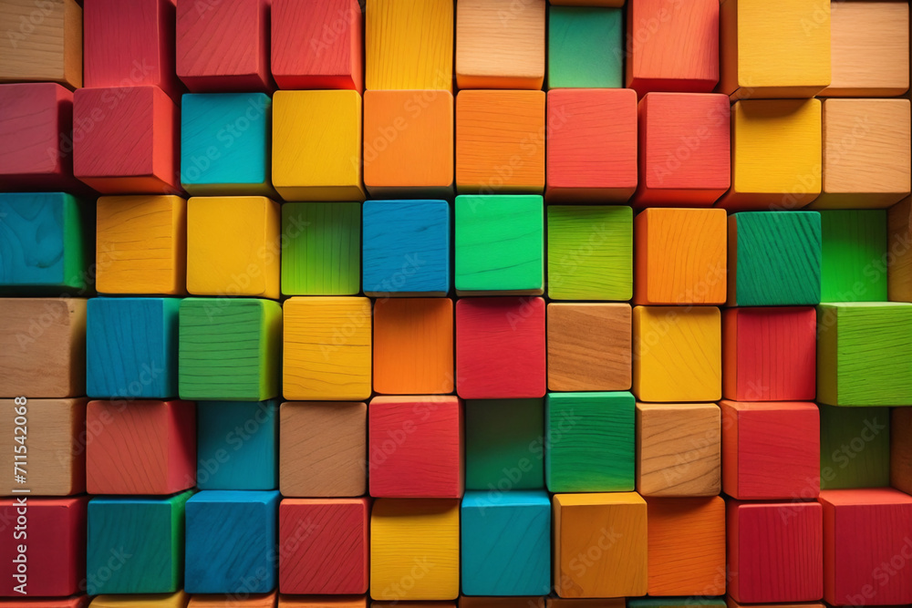Colorful wooden blocks aligned - Concept Colorful wooden blocks aligned - Concept