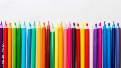 an array of isolated colorful pens, their vibrant shades standing out against a clean, white backdrop, highlighting the diversity of colors and the artistic potential they hold.
