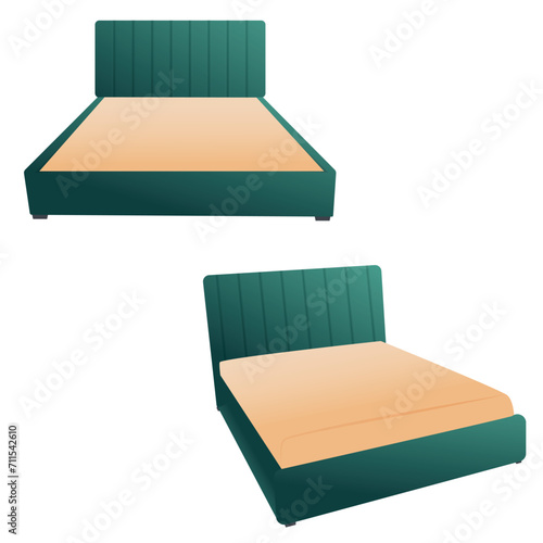 green bed from different angles for interior design and bedroom and living room design