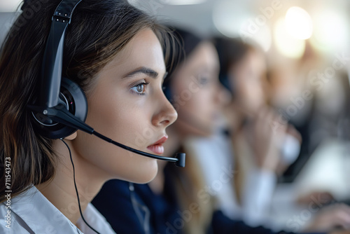 A call center implementing high-quality headsets for operators