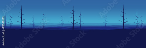 landscape forest silhouette sunset dusk sky horizon vector illustration good for wallpaper, backdrop, background, web banner, and design template