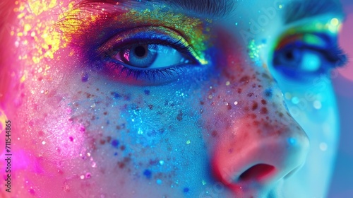 Woman s face with glitter. Perfect for makeup tutorials and beauty-themed content